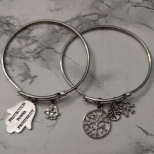 Silver Charm Bangle Set